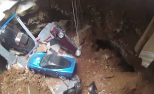 Drone gets a closer look inside the Corvette-eating sinkhole