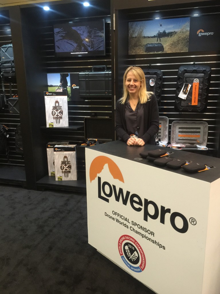 Lynne Elliott,Director of Product and Marketing, North America at the LowePro booth.