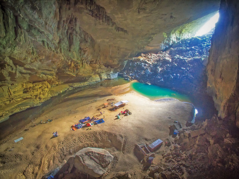 Our camp side inside Hang En, the world’s third largest cave.